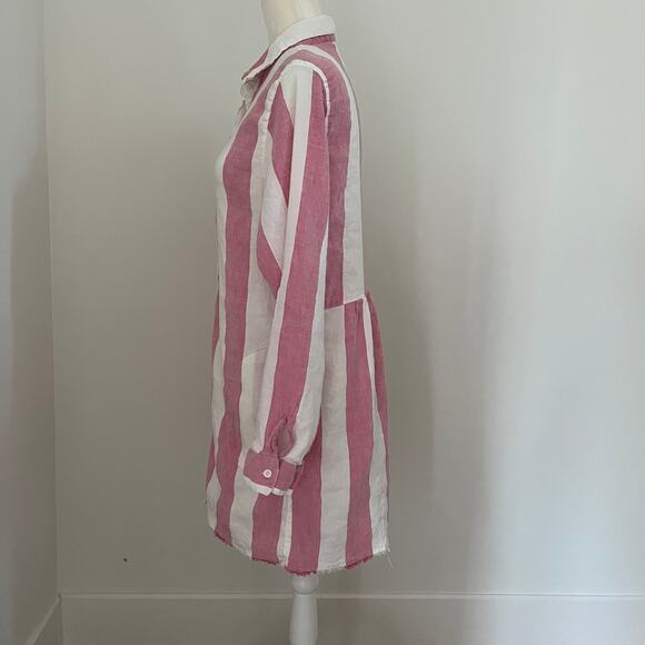 Tommy Bahama Rugby Beach Stripe Boyfriend Shirt Coral Coast Swim Coverup Large - Picture 4 of 9